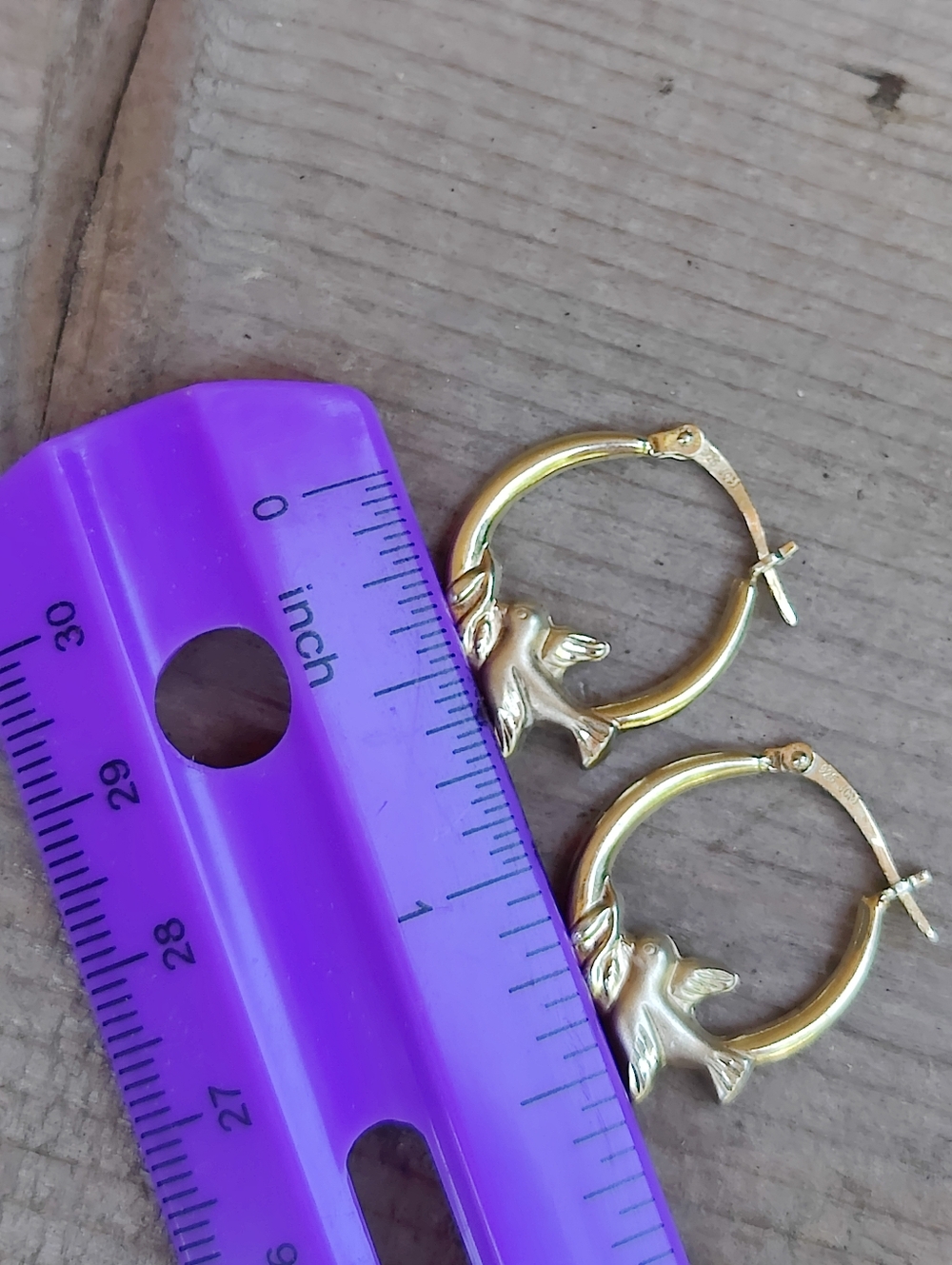 🐦 Vintage Vermeil Sterling Bird Hoop Earrings - Picture 4 of 5